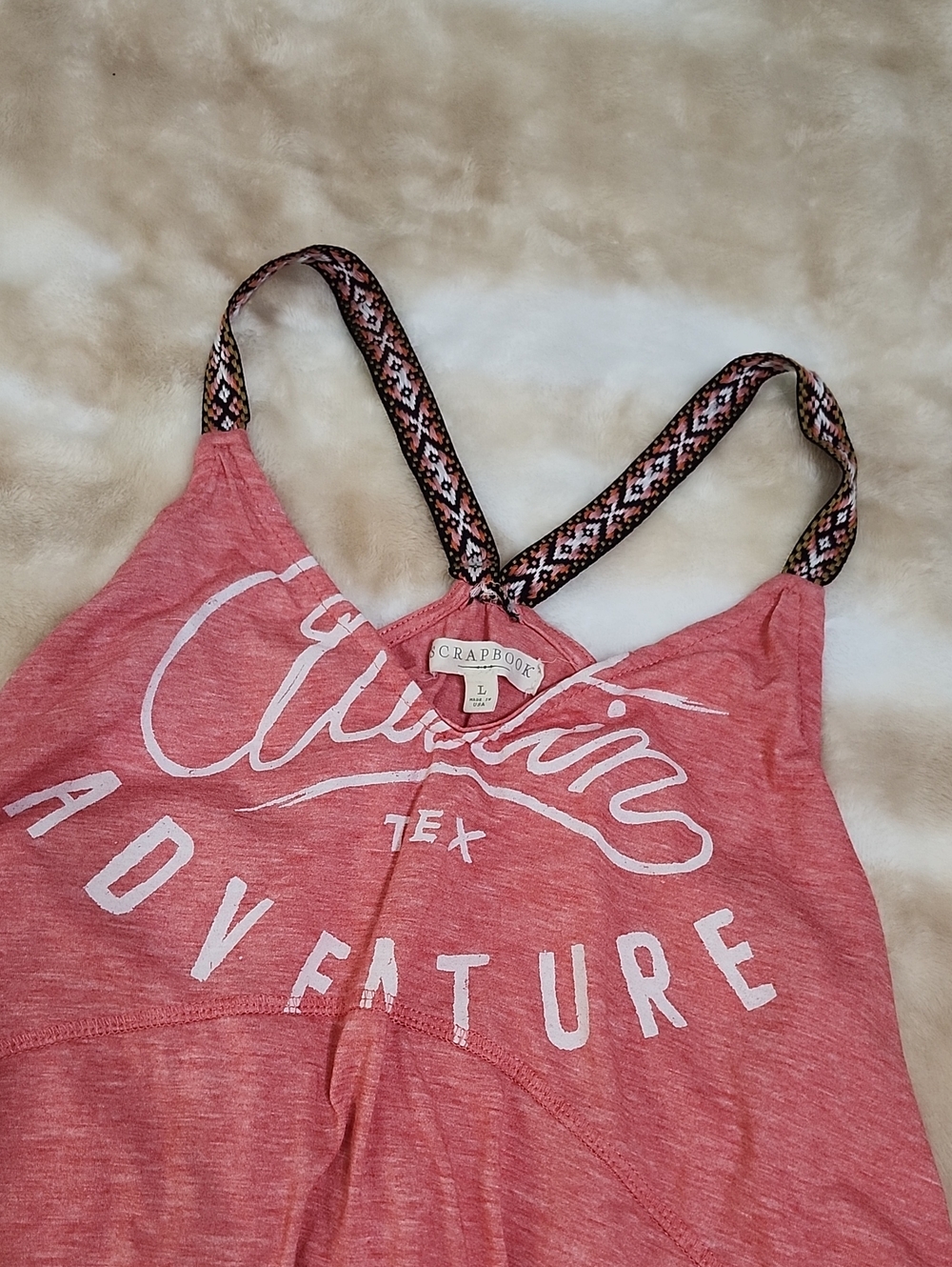 Pink Western Style Flowy Lace Aztec Print Strap Tank Top - Picture 2 of 6